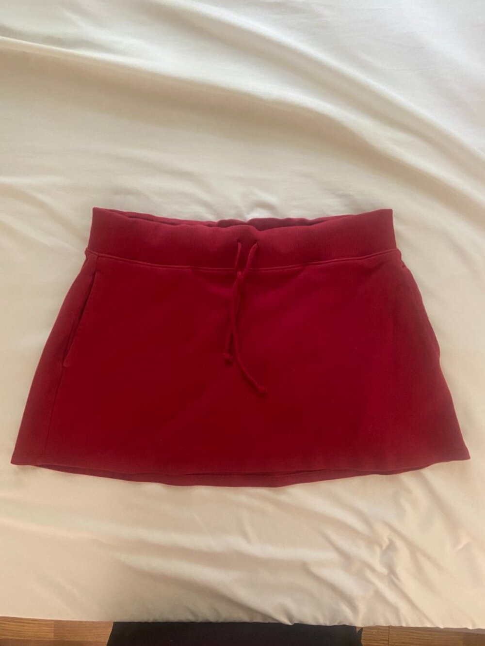 Red Skort with Pockets, elastic waist. Super comfortable and easy to wear.